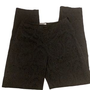 Talbots black velvet paisley stretch pant sz 4